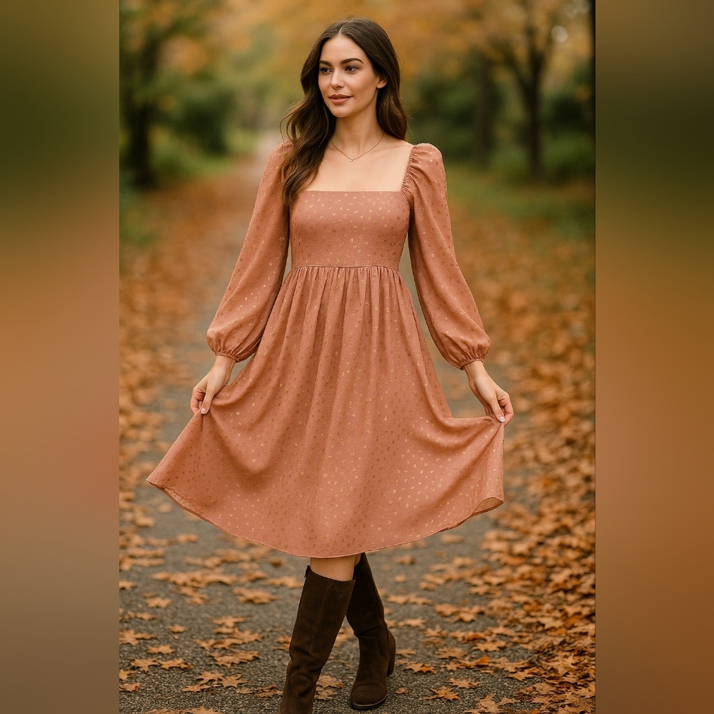 Storia Tan Long Sleeve Dress